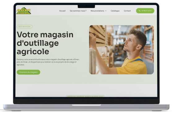 Présentation des services et des produits du magasin sur le nouveau site d'Agri Évran
