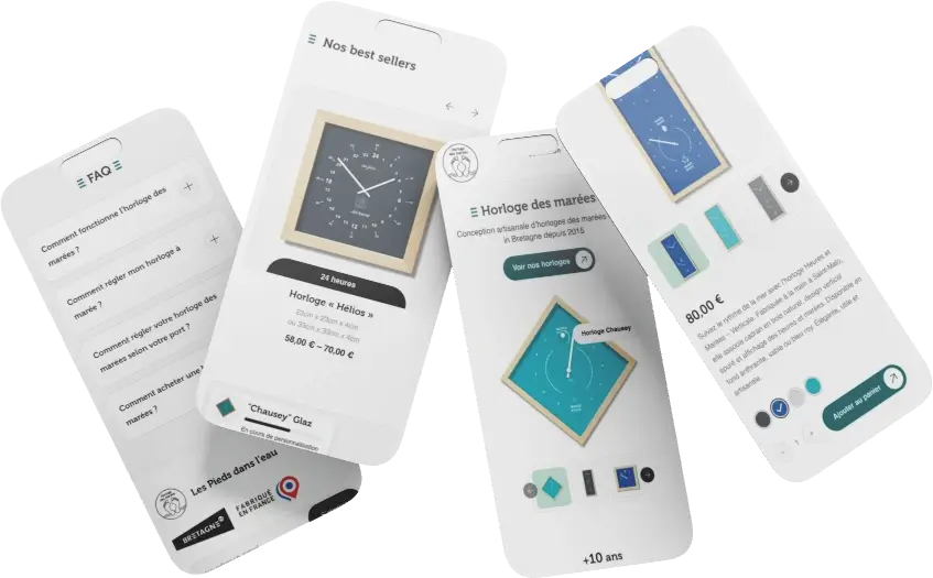 4 écrans mobiles Horloges des Marées